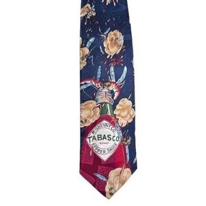 Vintage Tabasco 100% Silk Tie - New Orleans Mosquito Food Novelty Made in USA